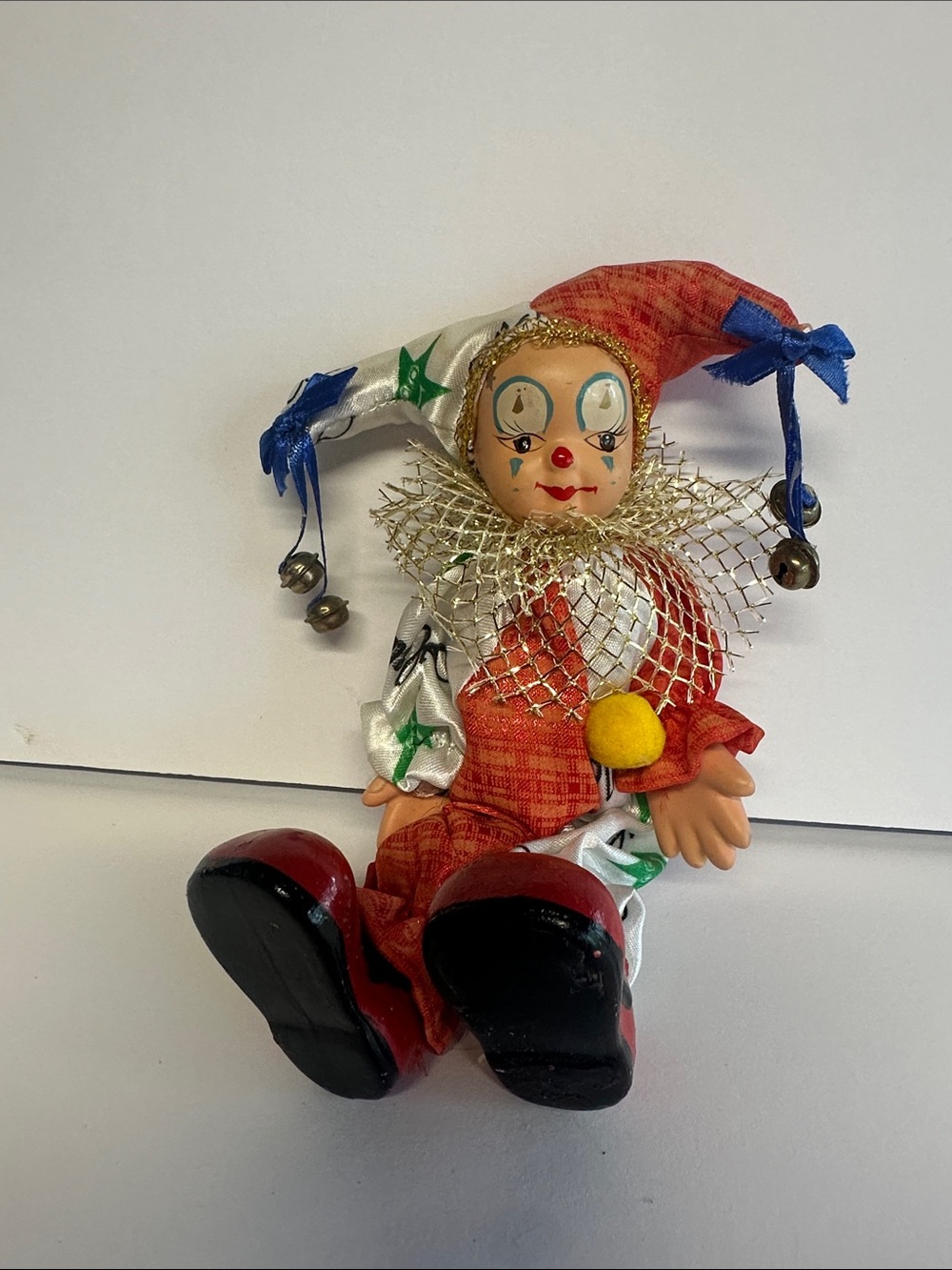 Vintage Style Clown Doll in Red, White and Blue